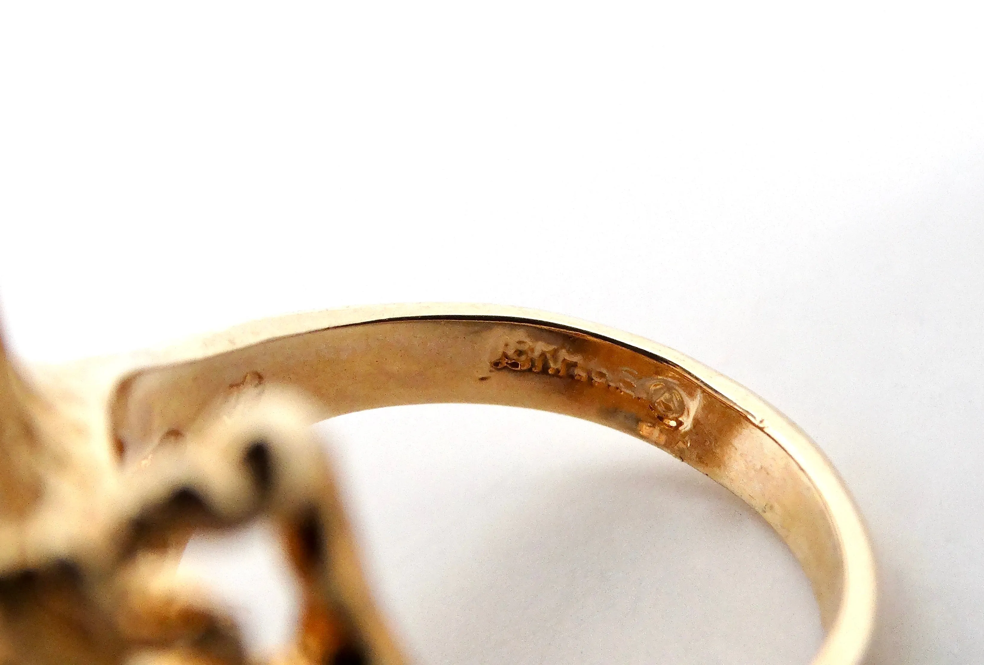 1990s Abstract Nature 18k Gold Plated & Crystal Cocktail Ring
