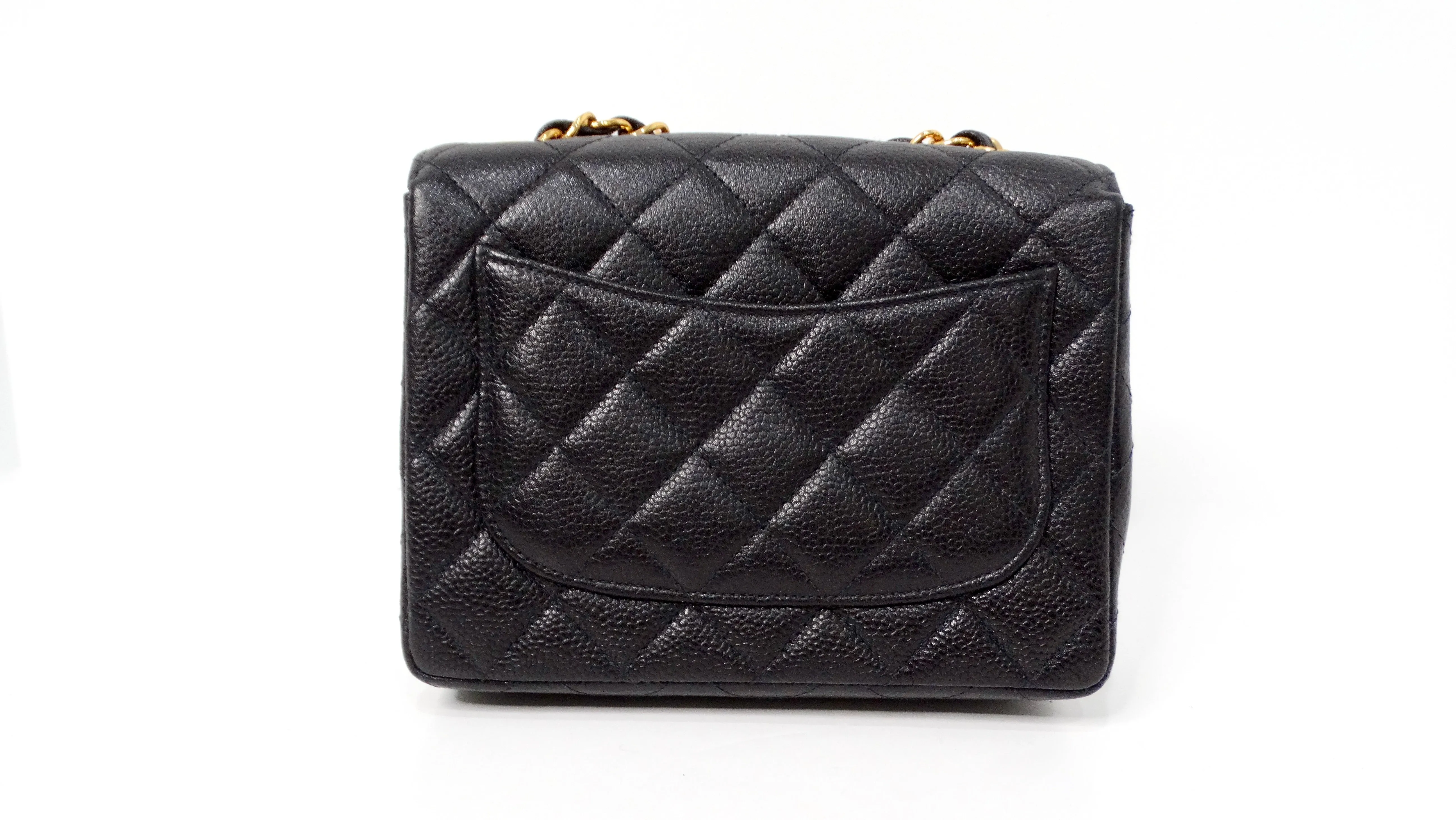 1999 Black Chanel Square Mini Caviar Leather Flap Bag