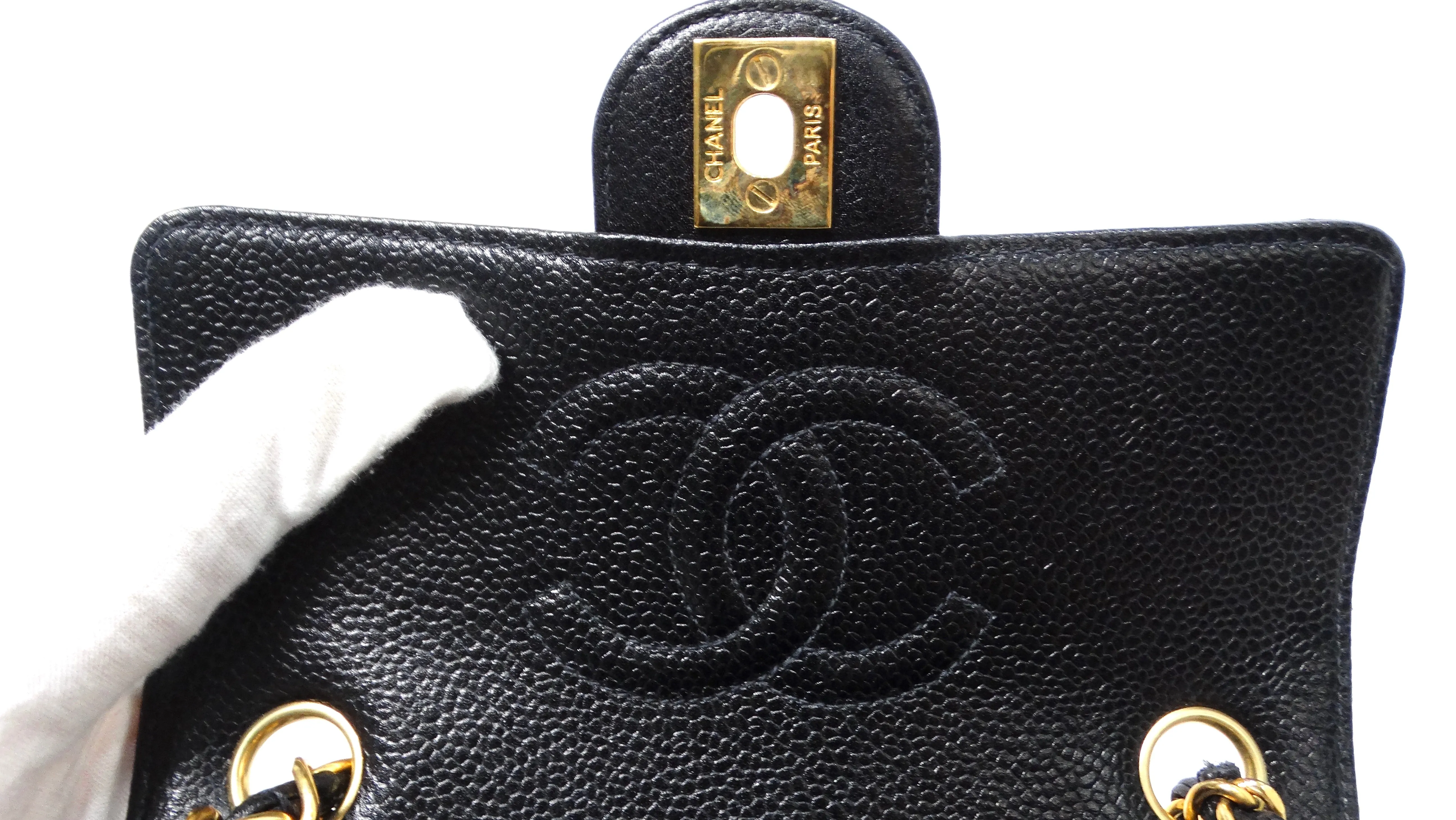 1999 Black Chanel Square Mini Caviar Leather Flap Bag