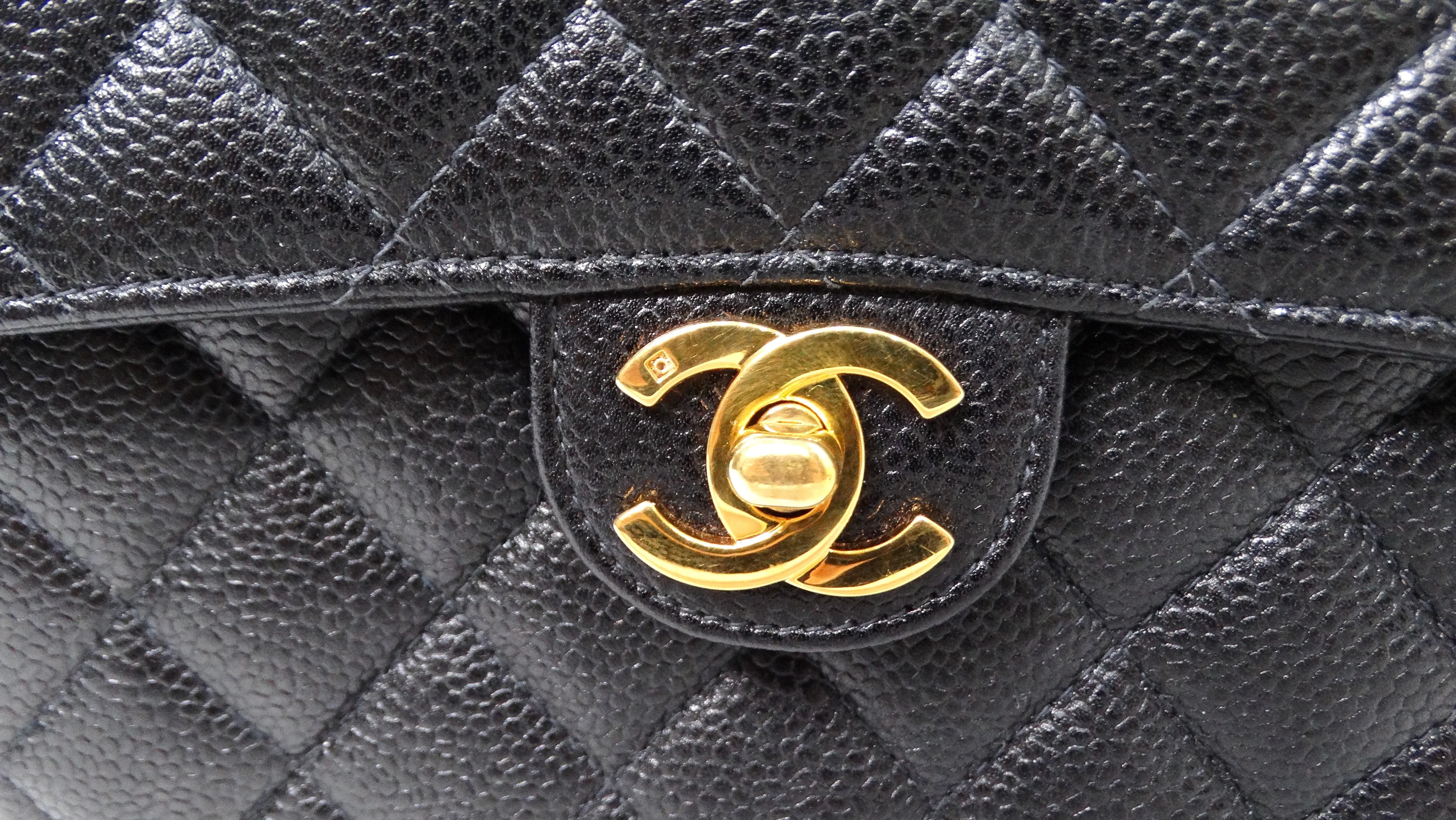 1999 Black Chanel Square Mini Caviar Leather Flap Bag