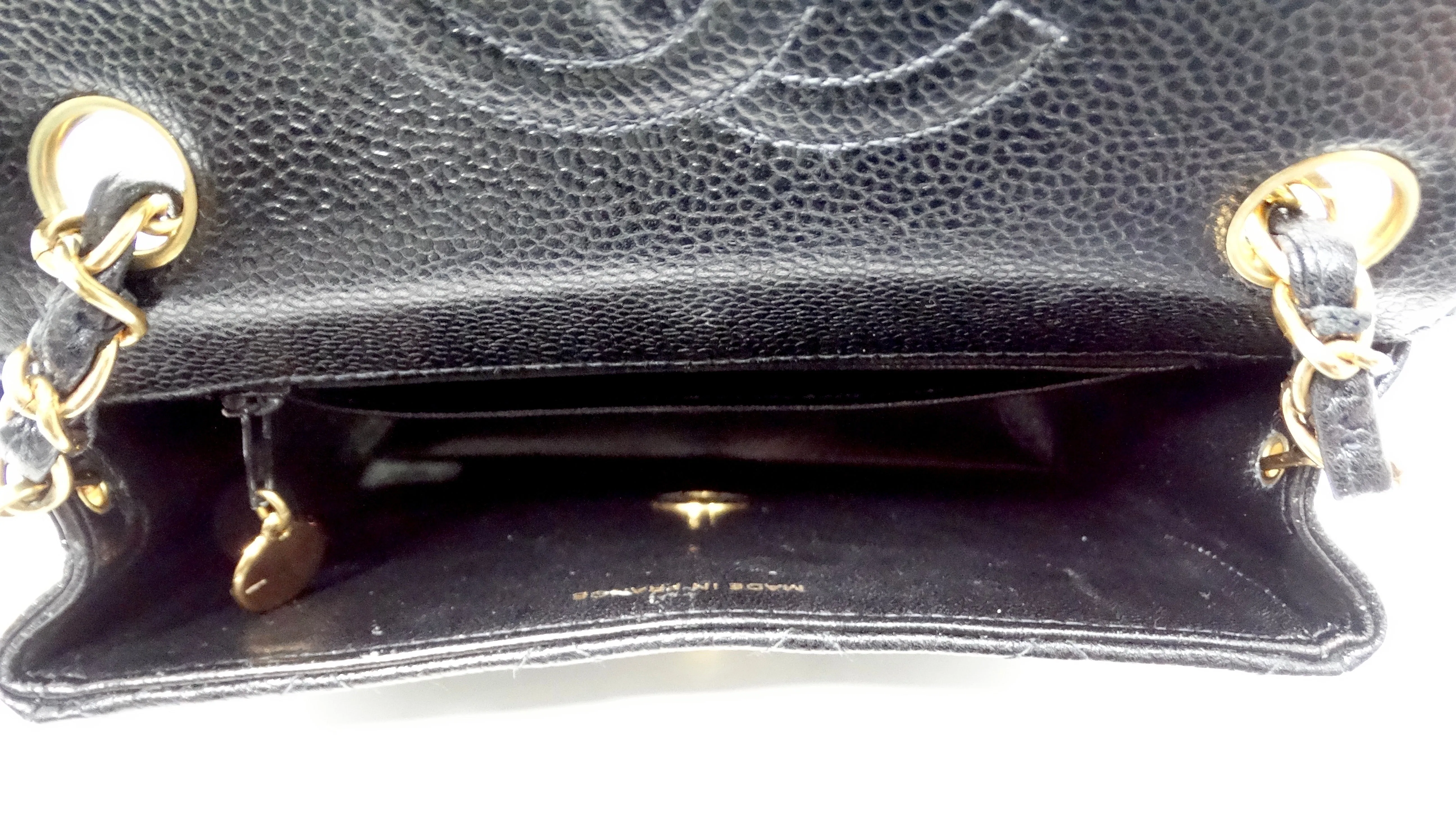 1999 Black Chanel Square Mini Caviar Leather Flap Bag