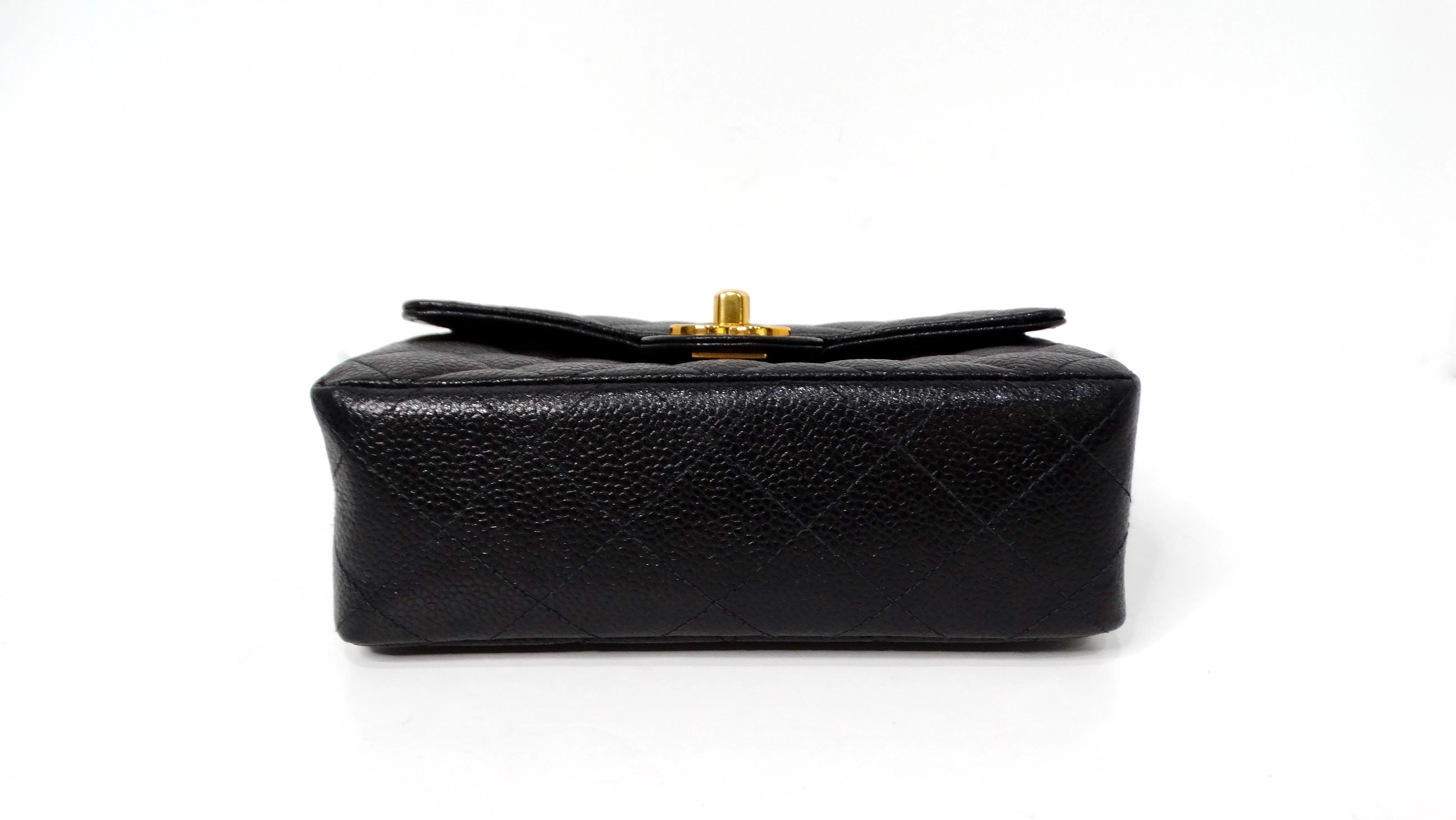 1999 Black Chanel Square Mini Caviar Leather Flap Bag
