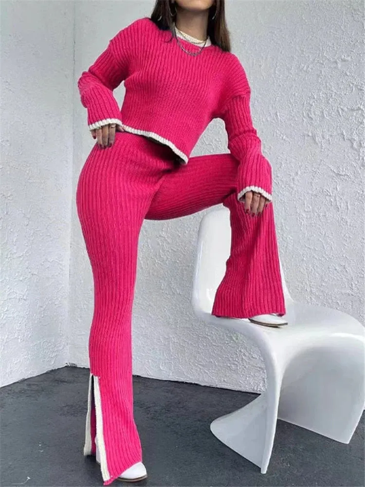 2 Pieces Women's Knitted Outfit Set
