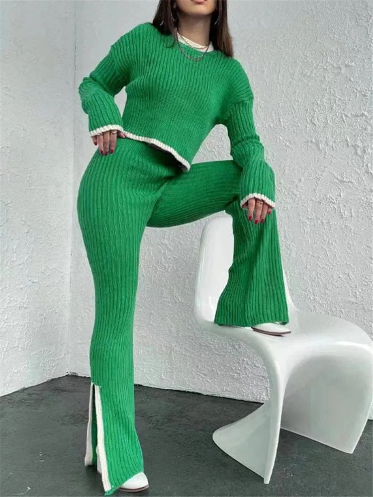 2 Pieces Women's Knitted Outfit Set