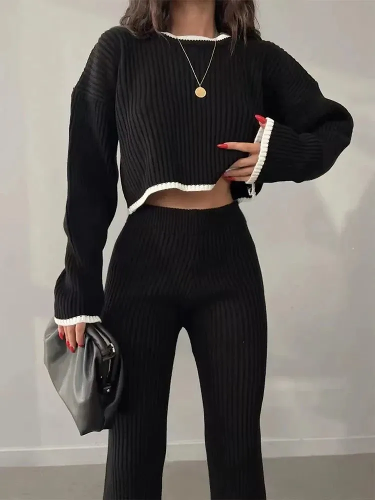 2 Pieces Women's Knitted Outfit Set