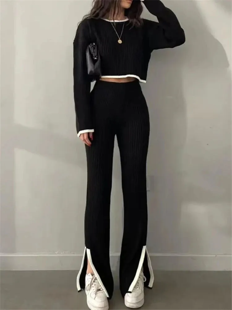 2 Pieces Women's Knitted Outfit Set