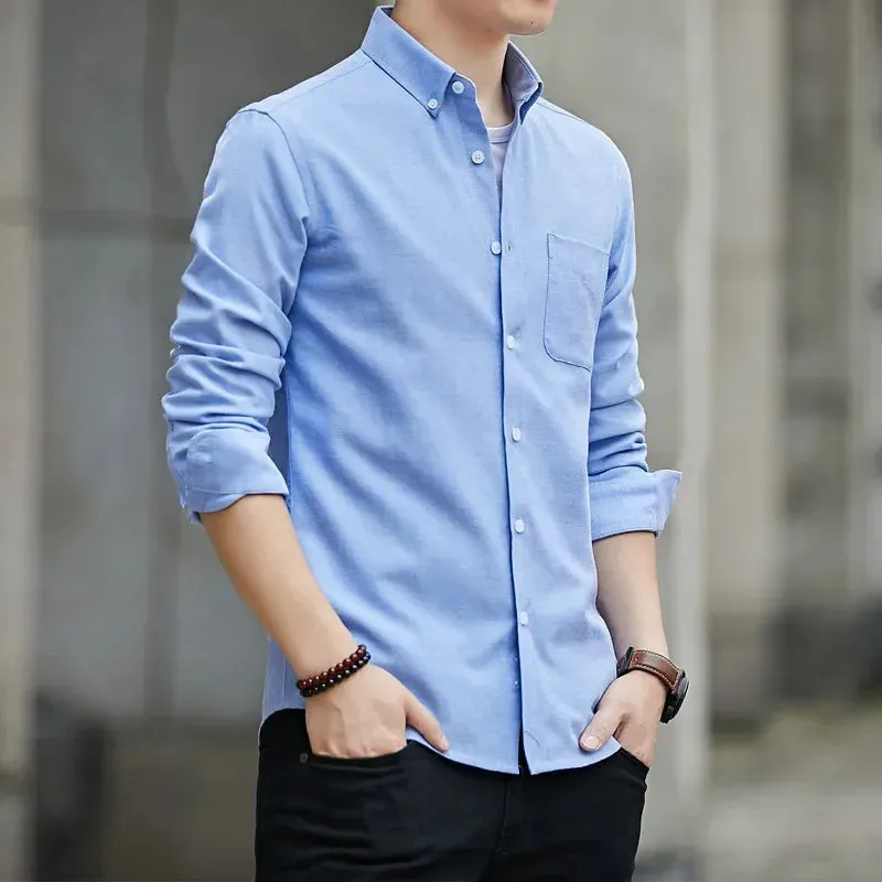2023 Men's Slim Fit Oxford Shirt - Korean Style