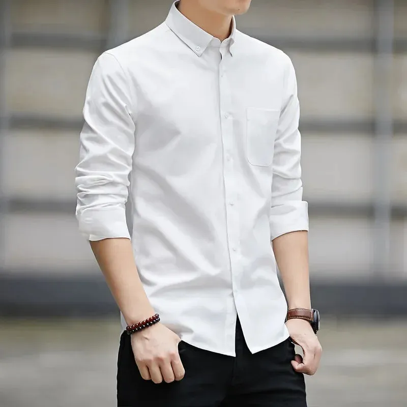 2023 Men's Slim Fit Oxford Shirt - Korean Style