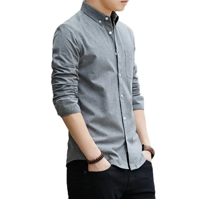 2023 Men's Slim Fit Oxford Shirt - Korean Style
