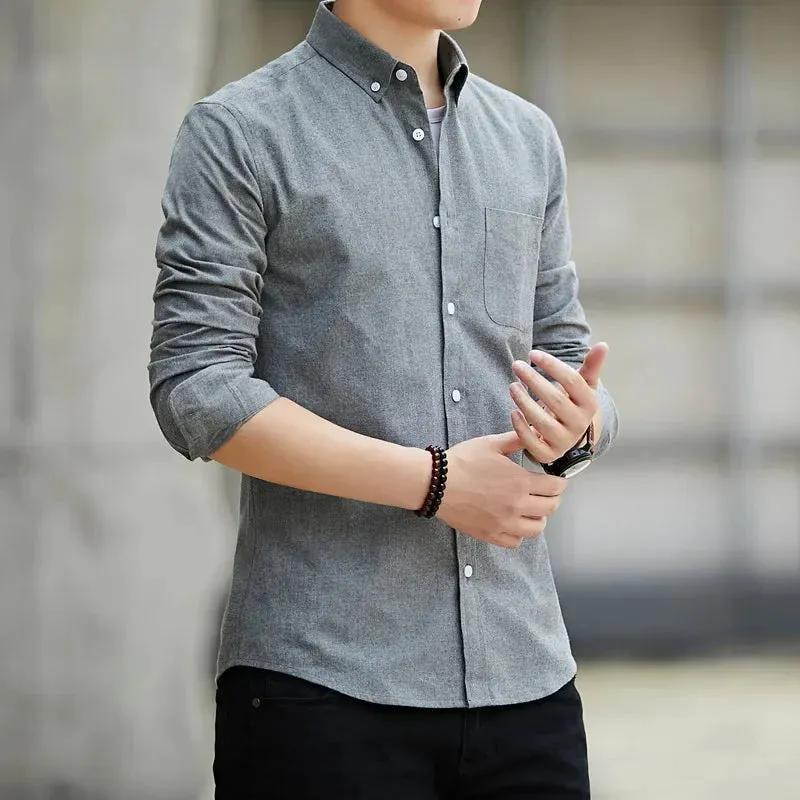 2023 Men's Slim Fit Oxford Shirt - Korean Style