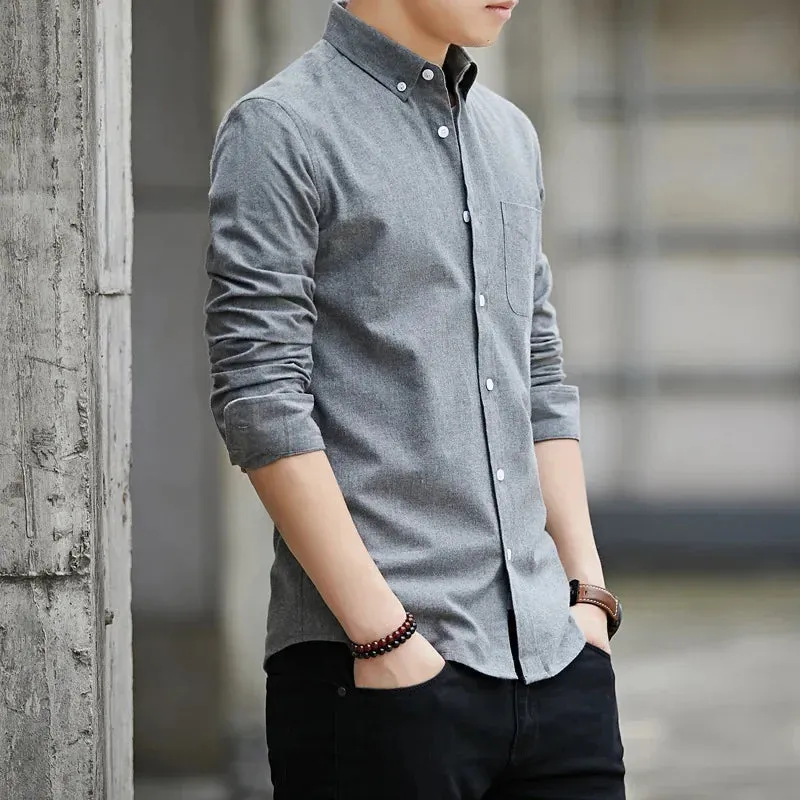 2023 Men's Slim Fit Oxford Shirt - Korean Style