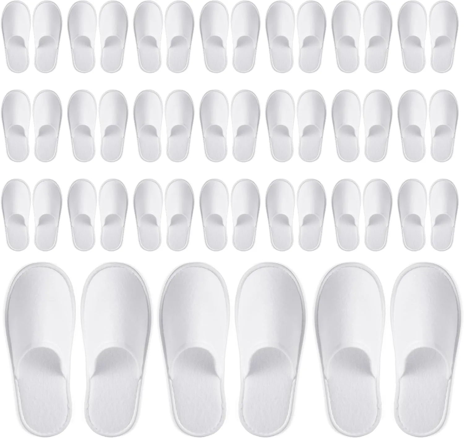 24 Pairs Disposable House Slippers for Guests - Bulk Slipper Pack for Hotel, Spa, Travel, Shoeless Home, White Closed Toe (US Men Size 10, Women 11)