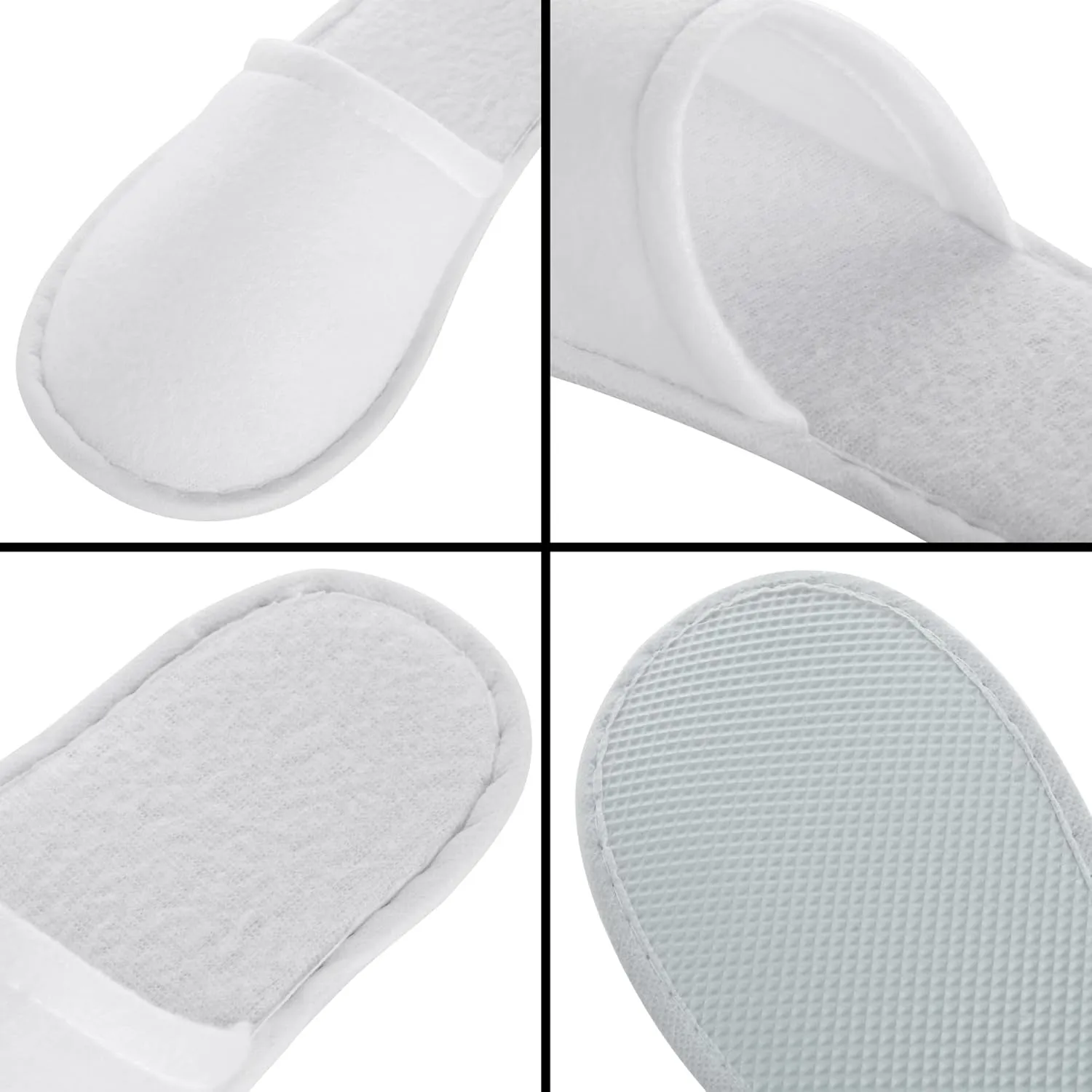 24 Pairs Disposable House Slippers for Guests - Bulk Slipper Pack for Hotel, Spa, Travel, Shoeless Home, White Closed Toe (US Men Size 10, Women 11)