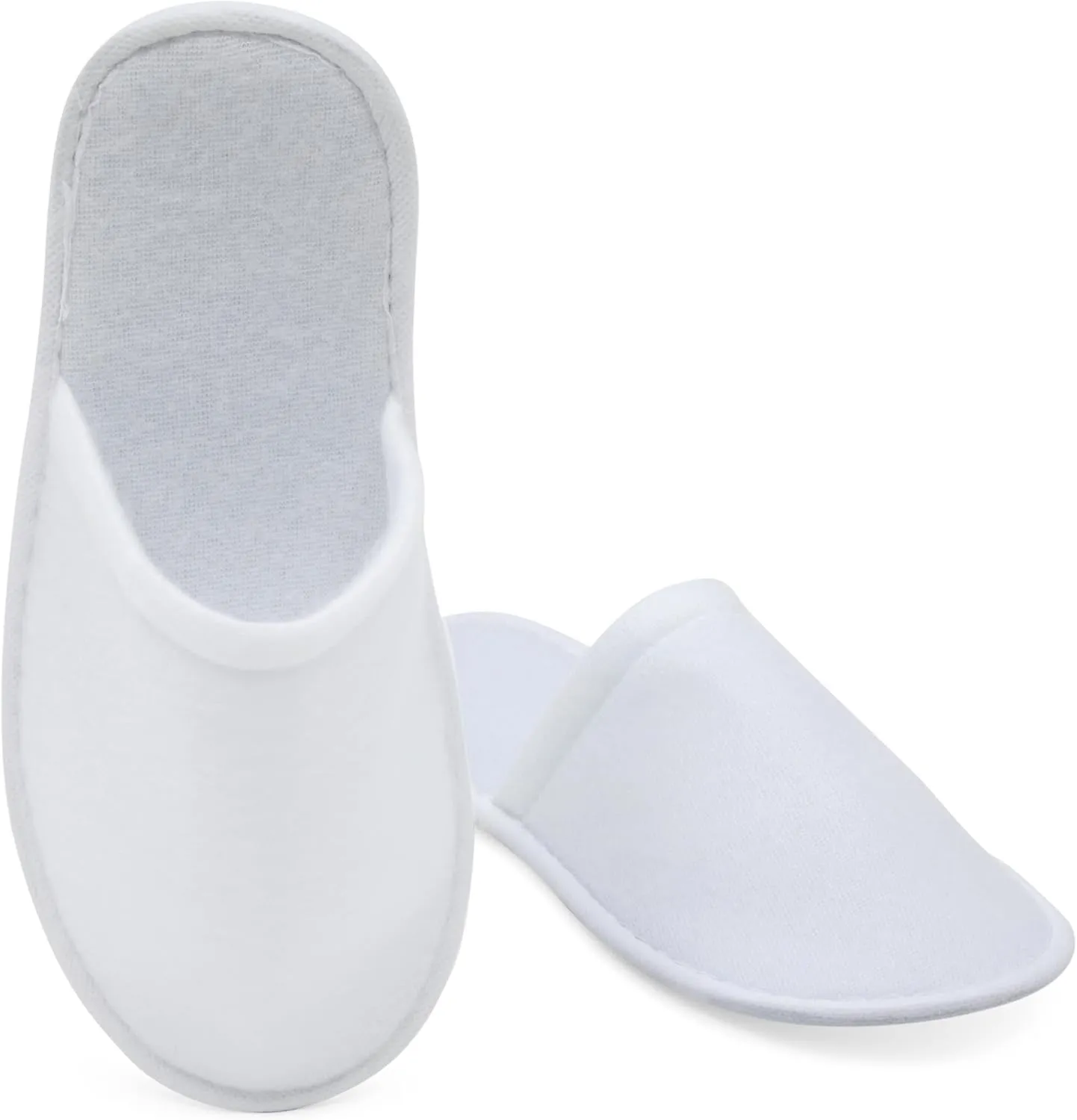 24 Pairs Disposable House Slippers for Guests - Bulk Slipper Pack for Hotel, Spa, Travel, Shoeless Home, White Closed Toe (US Men Size 10, Women 11)