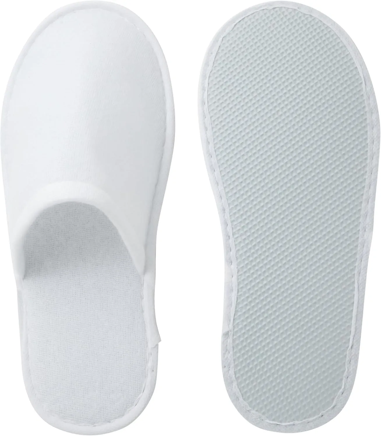 24 Pairs Disposable House Slippers for Guests - Bulk Slipper Pack for Hotel, Spa, Travel, Shoeless Home, White Closed Toe (US Men Size 10, Women 11)