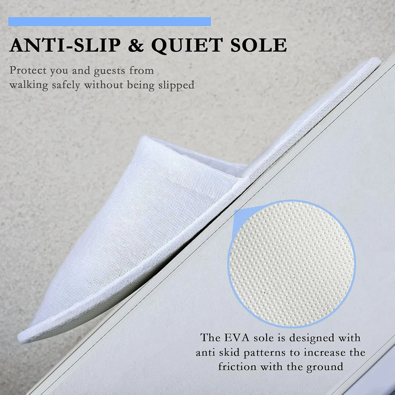 30 Pairs Disposable Slippers, White, Medium, Unisex-Adults, Closed Toe, Non-Slip, Spa, Hotel, Travel, Home, Sanitary, Breathable, Fleece Cloth, EVA