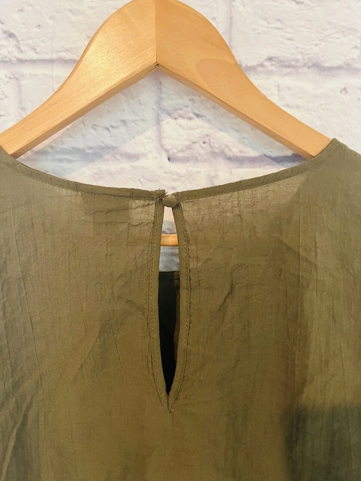 A NEW DAY Women Puff 3/4 Sleeve Pullover Blouse Sz XXL Olive Cotton Boho