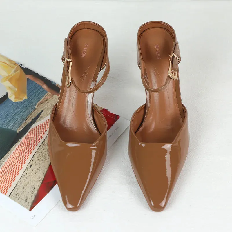 ADVBRIDGE  -  New Spring Ankle Strap Woman High Heels Sandals Elegant Shallow Mouth Luxury Office Lady Pumps Party Dress Slingbacks Stilettos