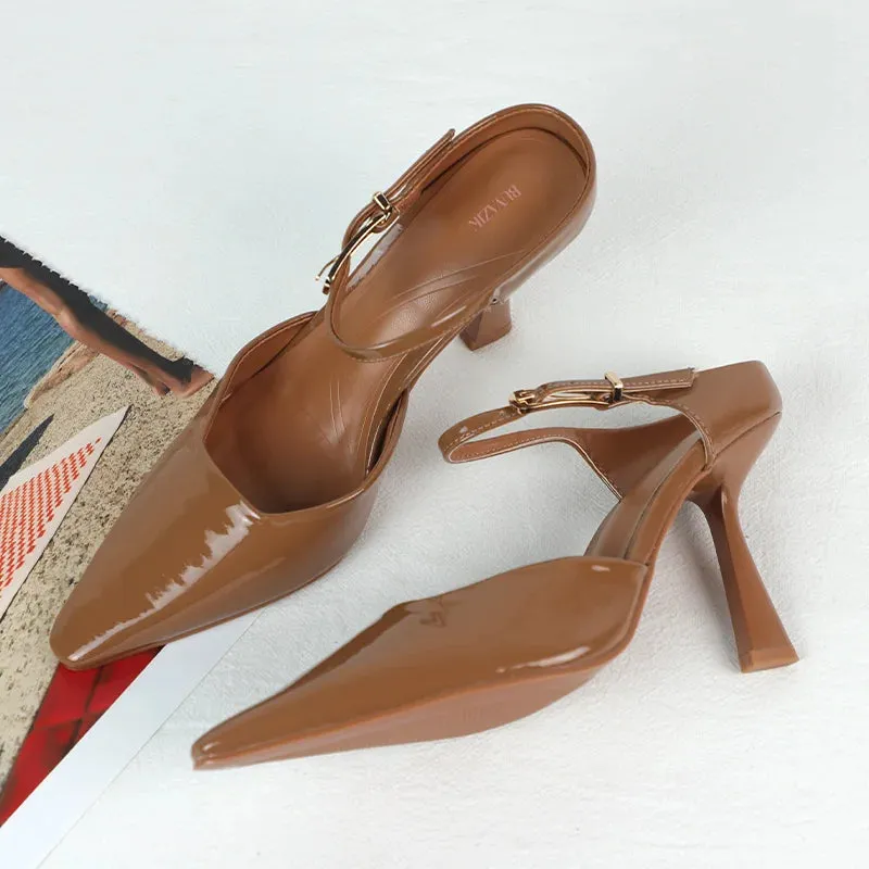ADVBRIDGE  -  New Spring Ankle Strap Woman High Heels Sandals Elegant Shallow Mouth Luxury Office Lady Pumps Party Dress Slingbacks Stilettos