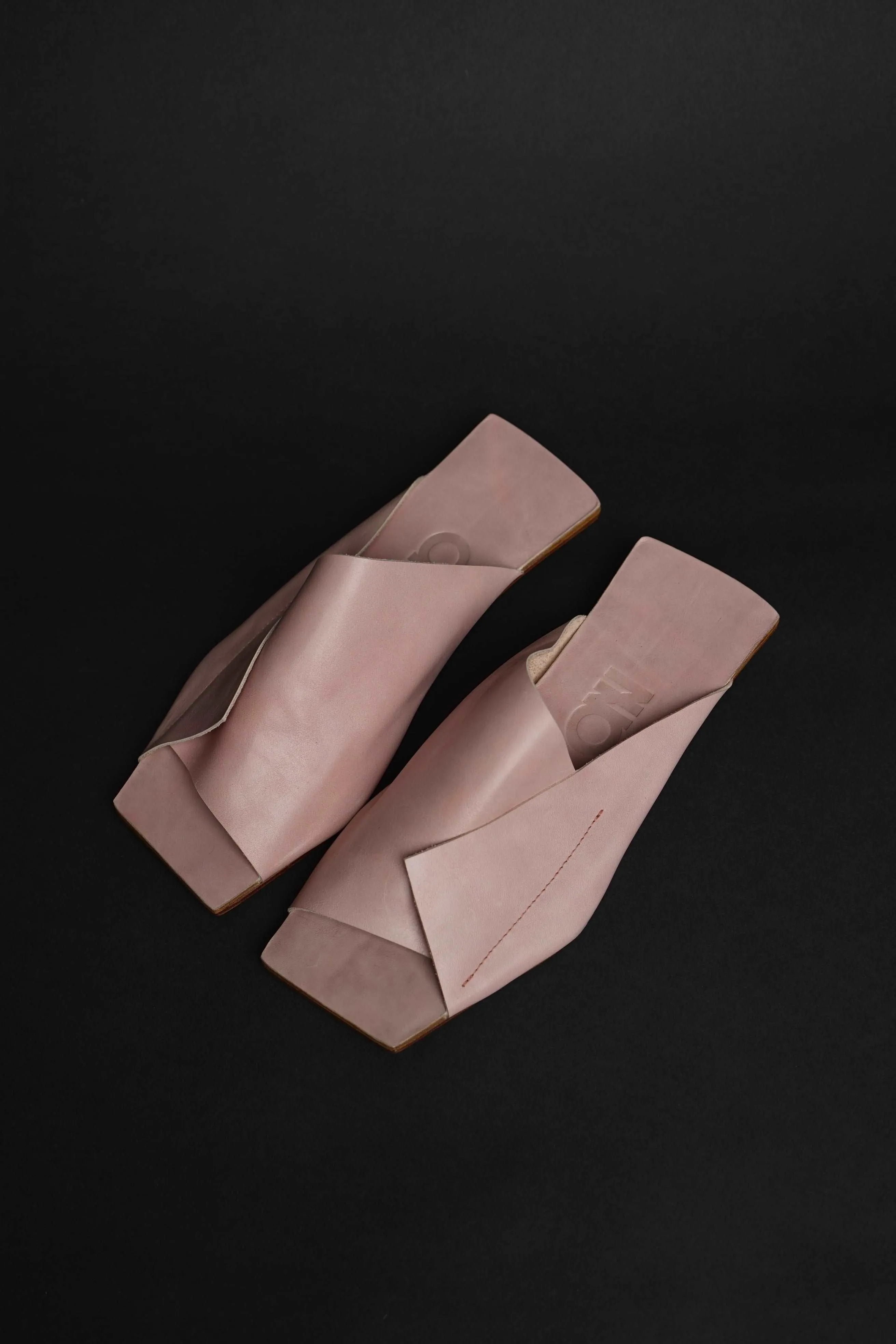 Amos Handcrafted Pink Leather Slides