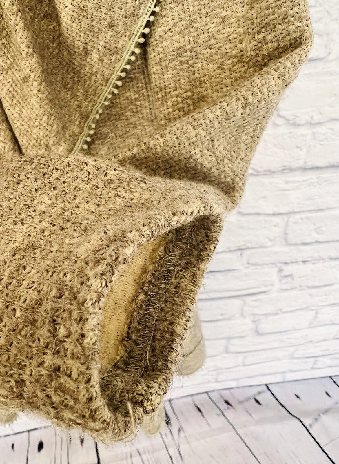 ANTHROPOLGIE RYU Ruffle Lace Cardigan Sz S Beige Long Sleeve Draped Goblincore