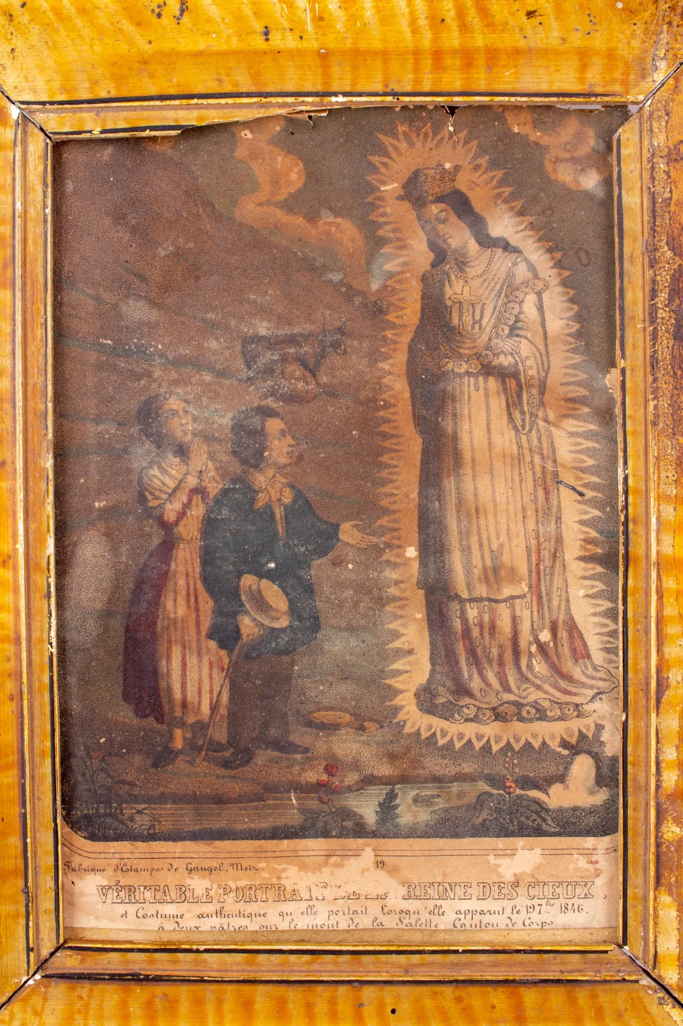 Antique Framed European Religious Print found in France