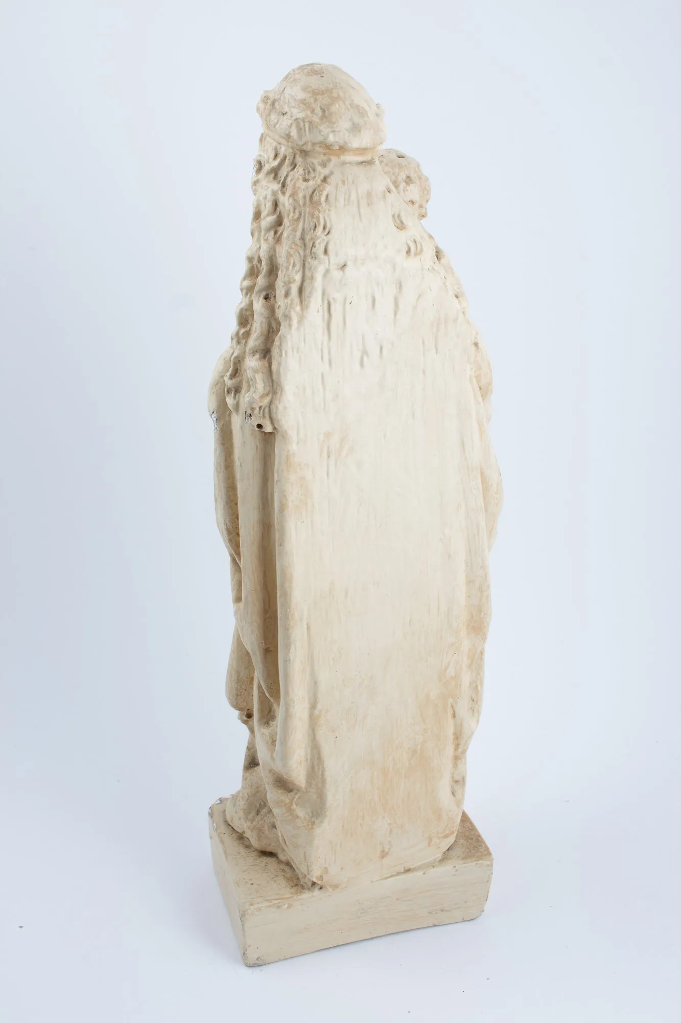Antique French Plaster Holy Mother Statue
