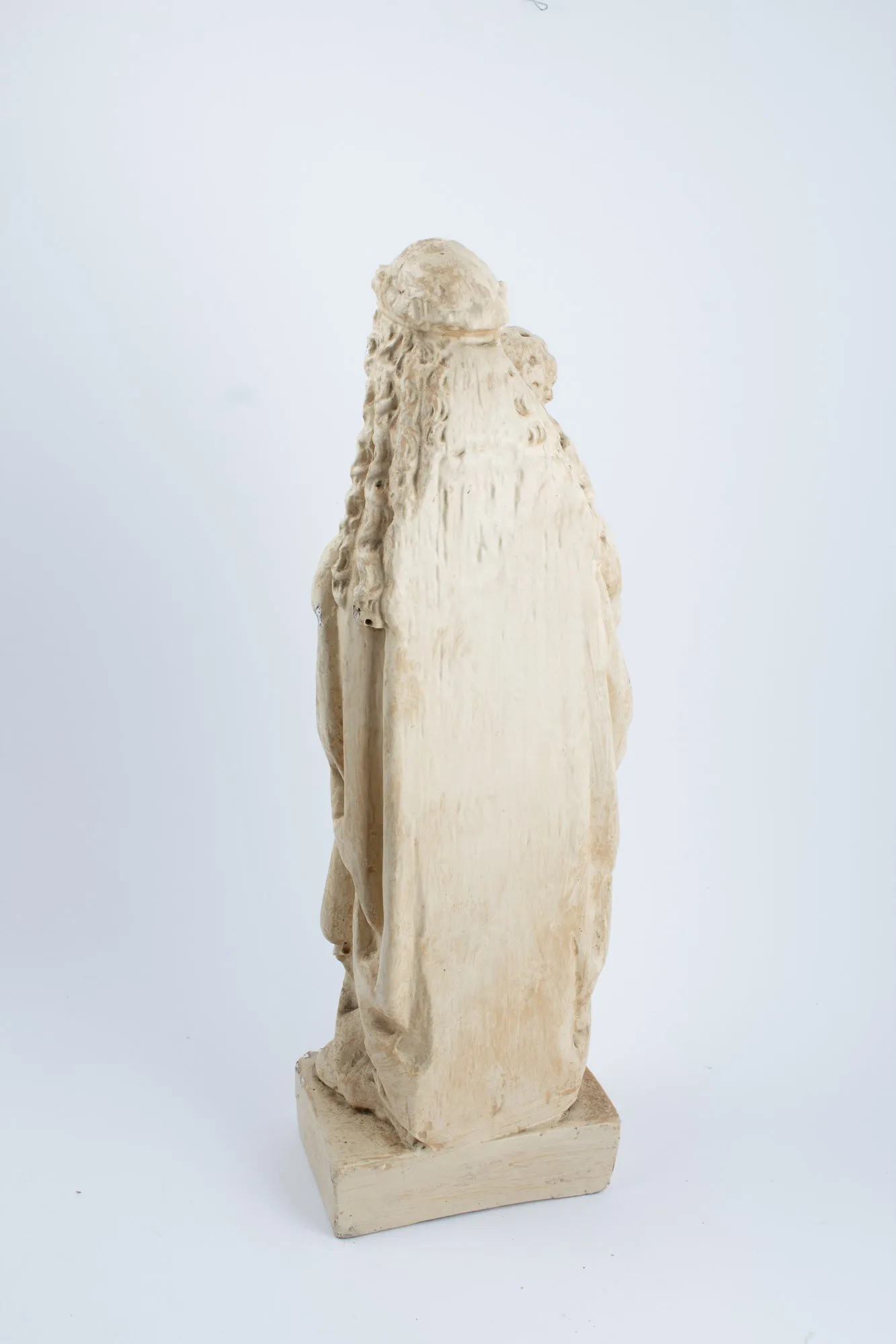 Antique French Plaster Holy Mother Statue