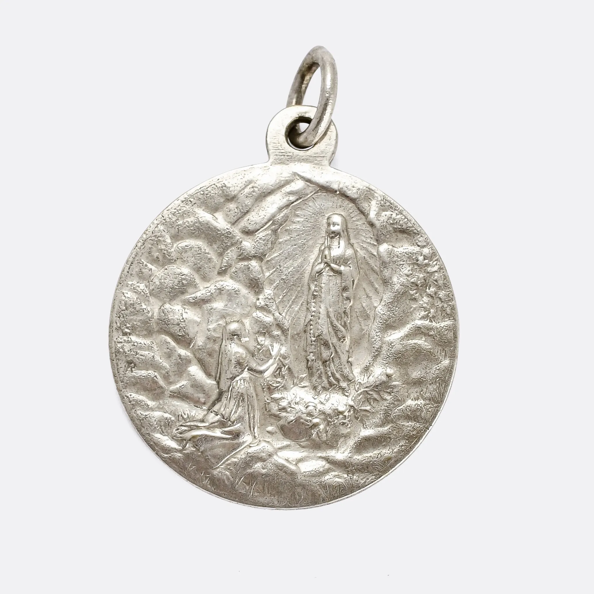 Art Deco "Our Lady of Lourdes" Virgin Mary Medallion