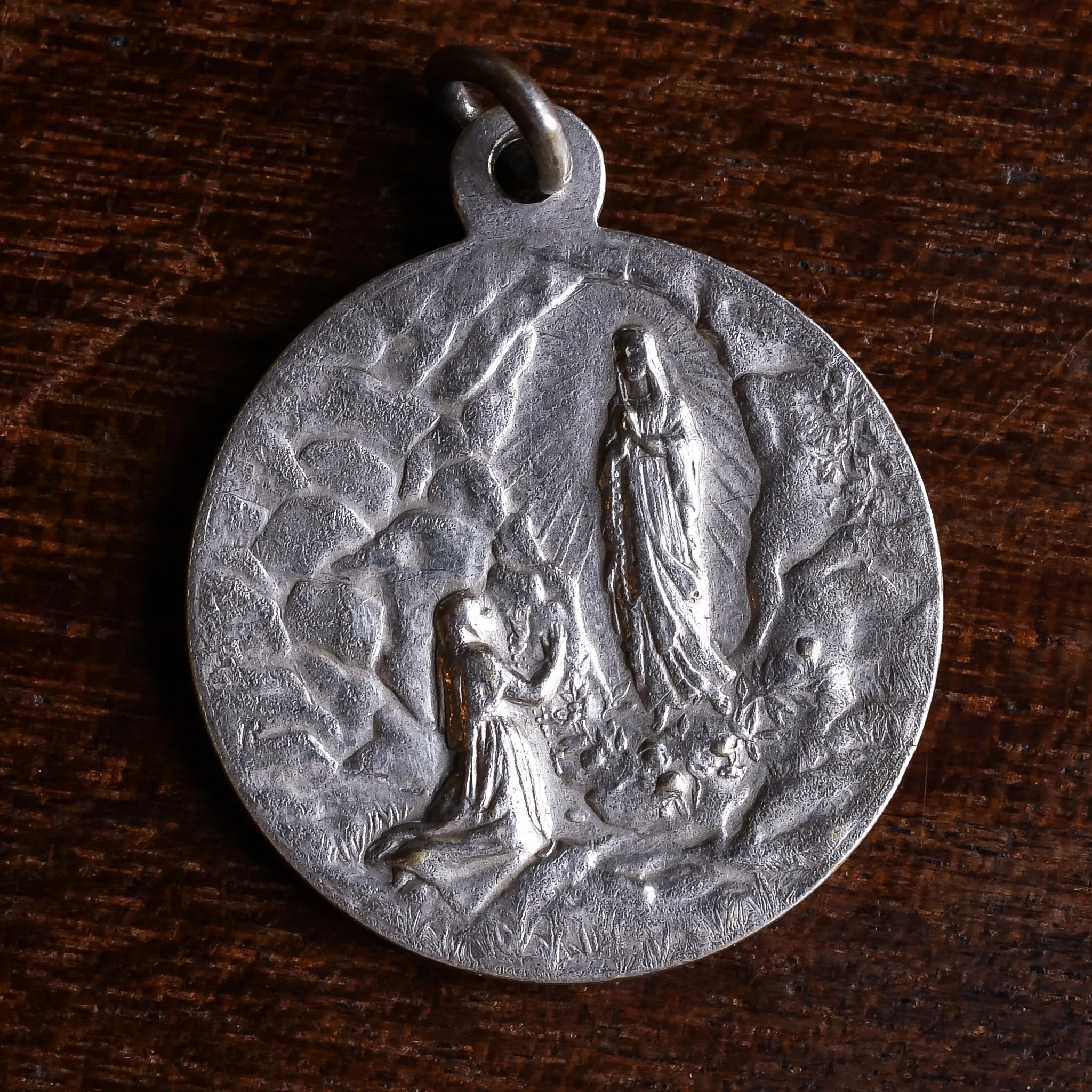 Art Deco "Our Lady of Lourdes" Virgin Mary Medallion