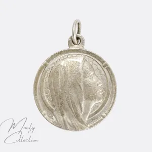 Art Deco "Our Lady of Lourdes" Virgin Mary Medallion