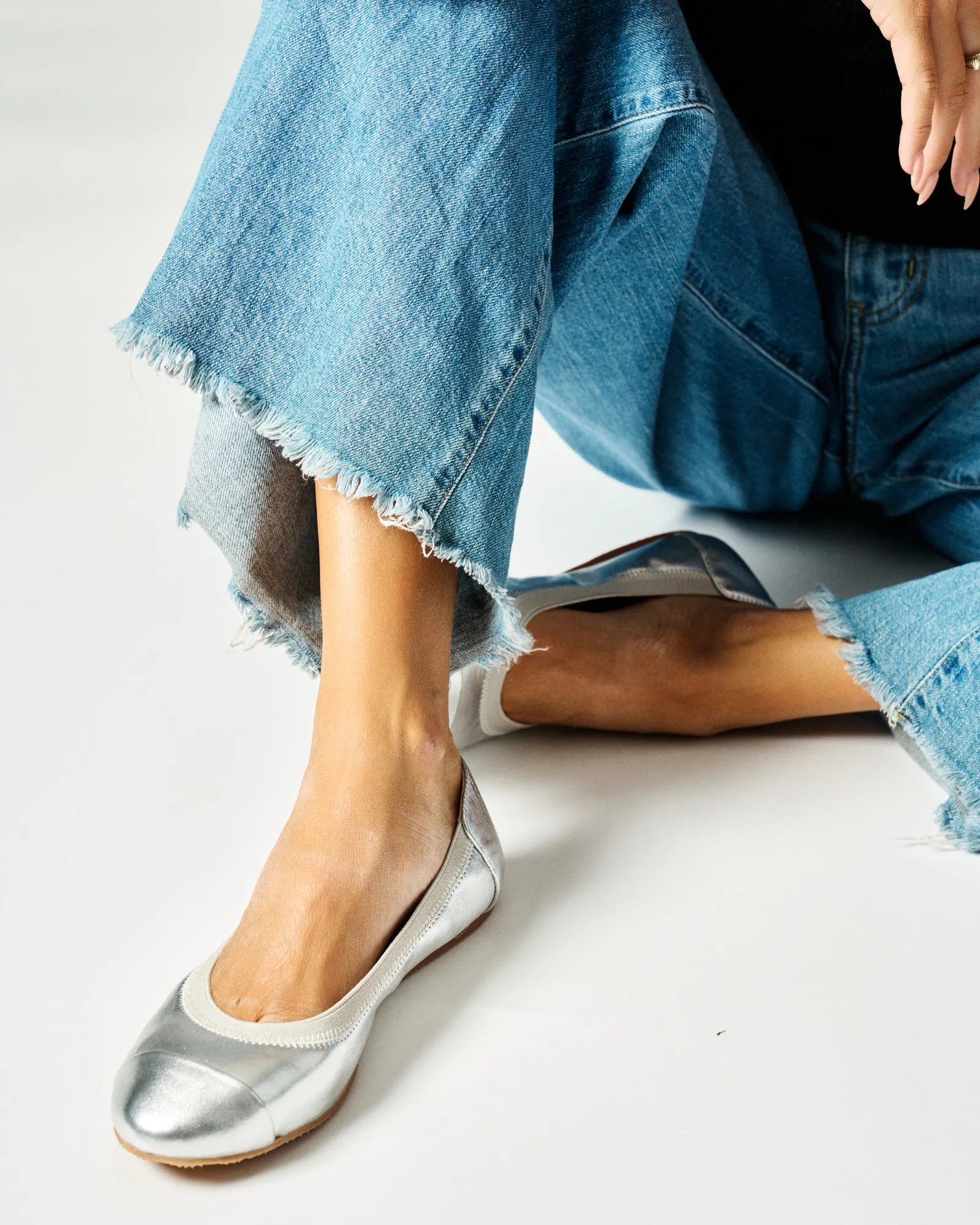 Ava Leather Ballet Flat - Silver