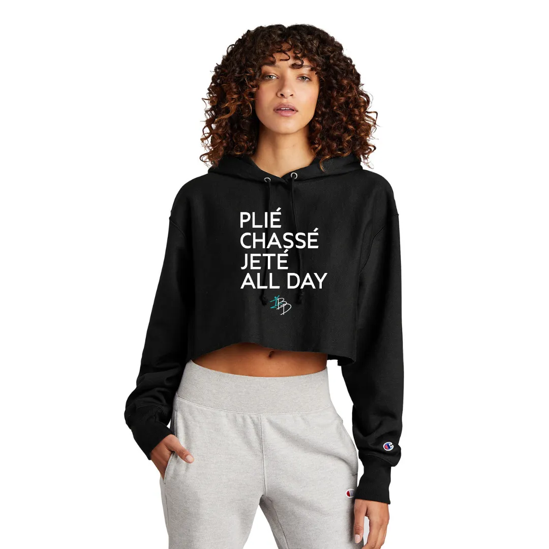 BDC Champion ® Women's Reverse Weave ® Cropped Cut-Off Hooded Sweatshirt