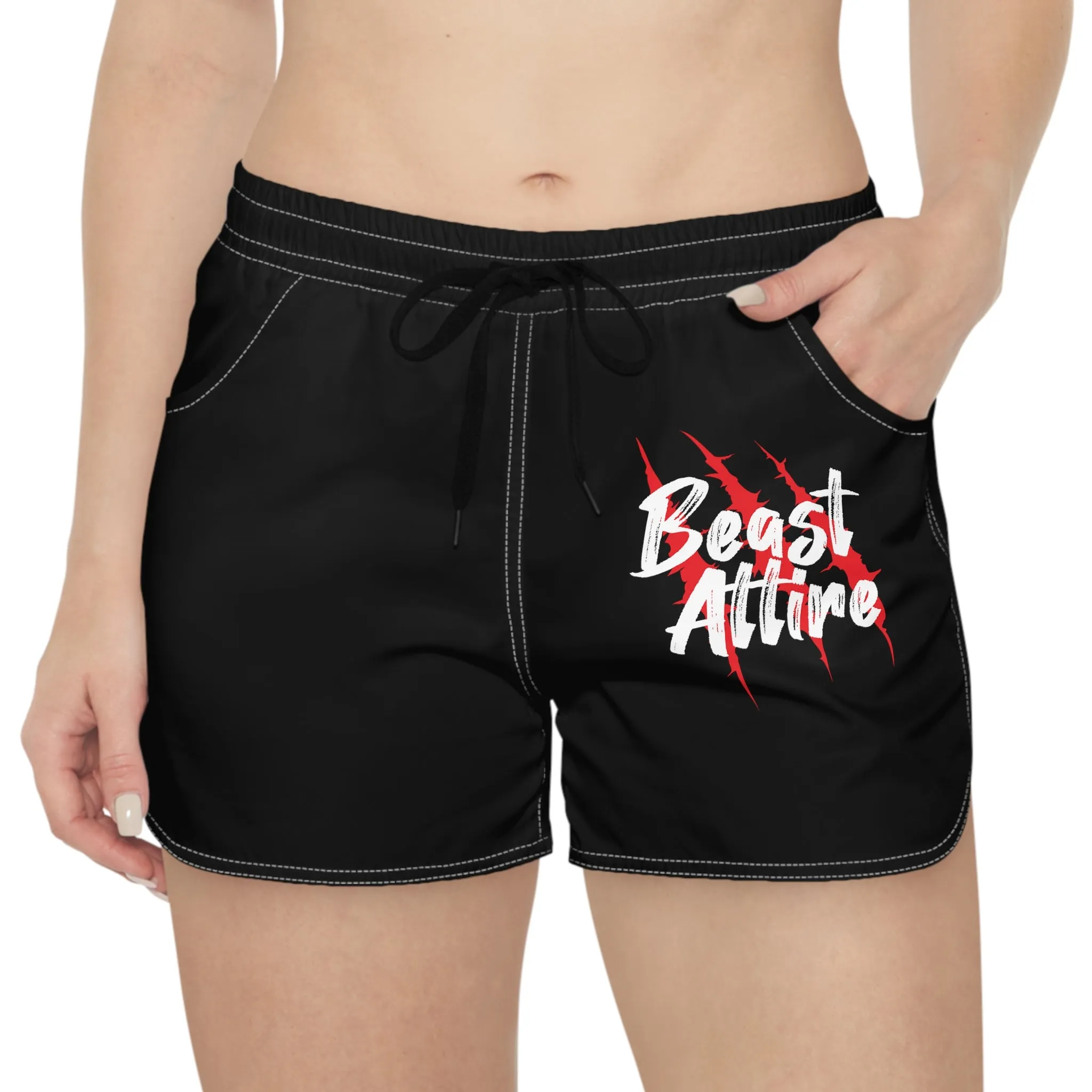 Beast Attire Women's Black Casual Shorts (AOP)