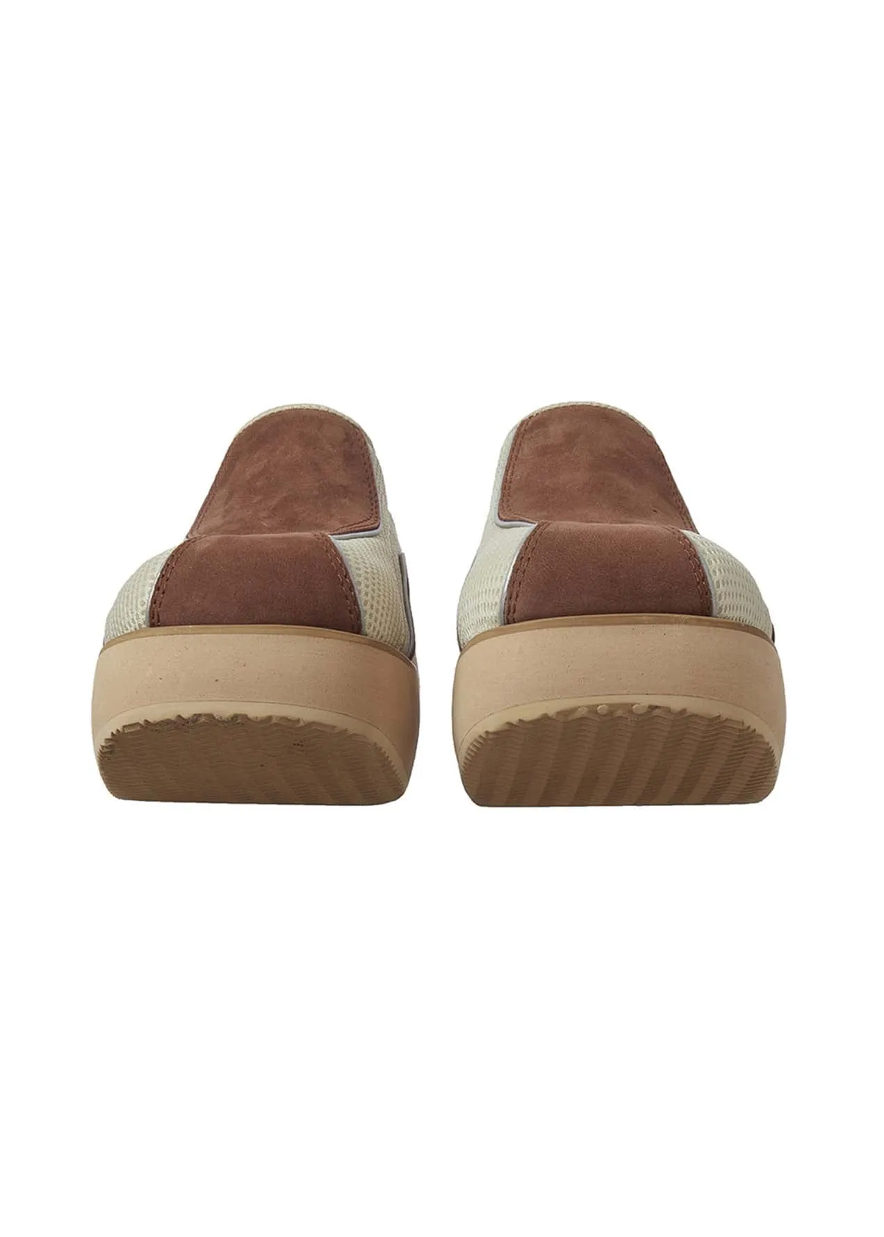 Beige & Brown Paneled Slippers