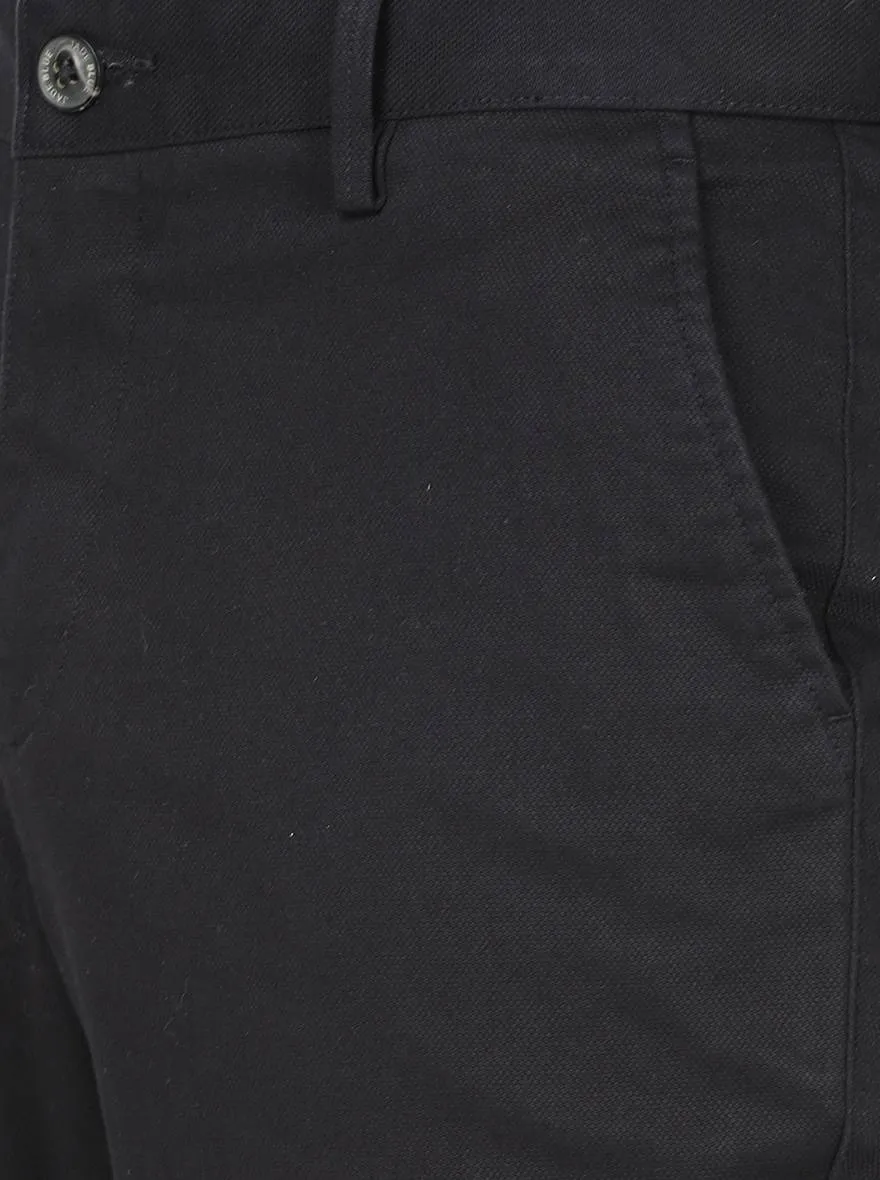 Black Solid Uno Fit Casual Trouser | JadeBlue
