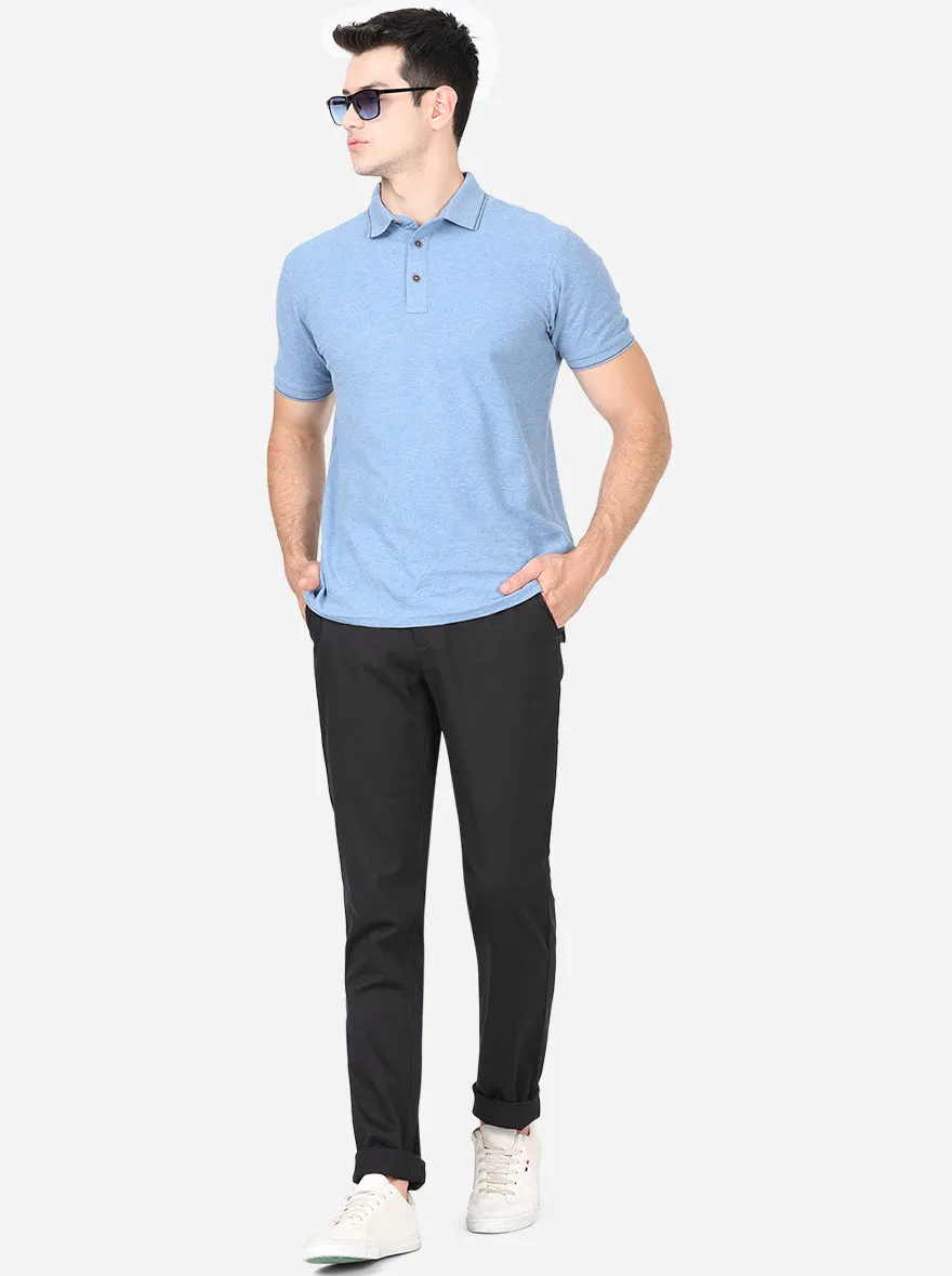 Black Solid Uno Fit Casual Trouser | JadeBlue