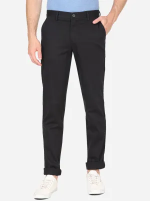 Black Solid Uno Fit Casual Trouser | JadeBlue