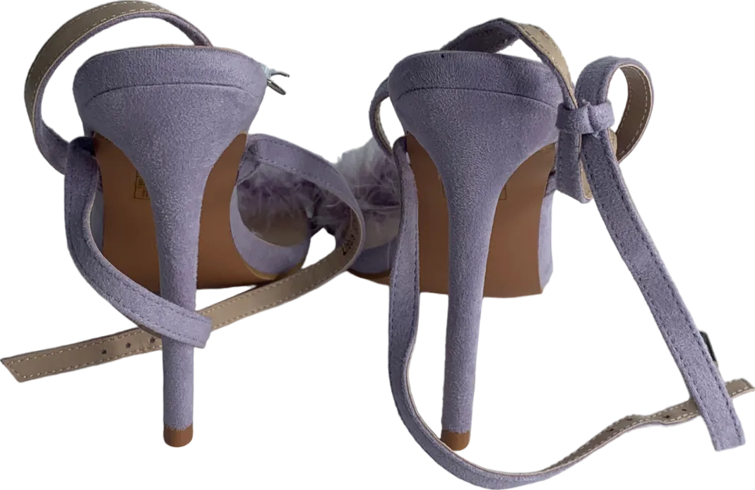 boohoo Purple Feather Trim 2 Part Stilettos UK 5 EU 38 👠