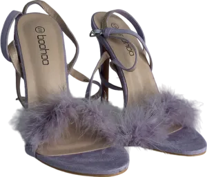 boohoo Purple Feather Trim 2 Part Stilettos UK 5 EU 38 👠