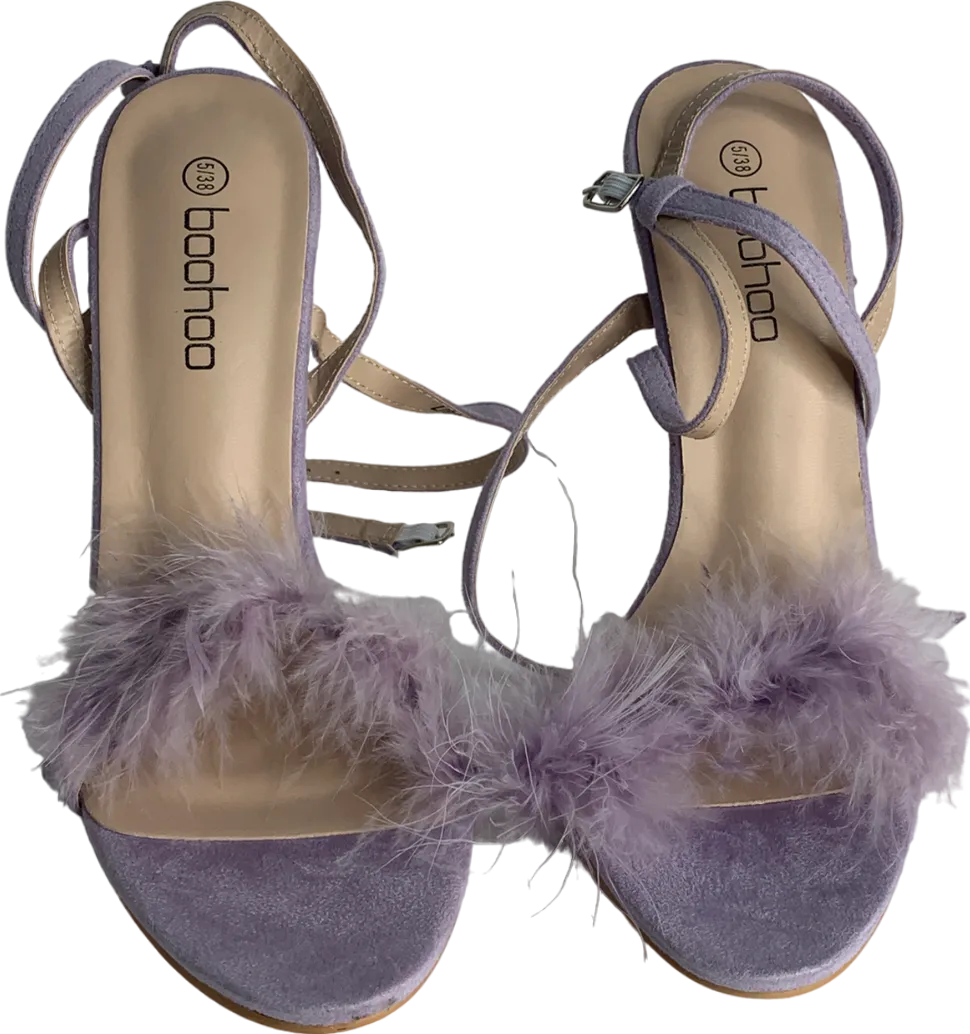 boohoo Purple Feather Trim 2 Part Stilettos UK 5 EU 38 👠