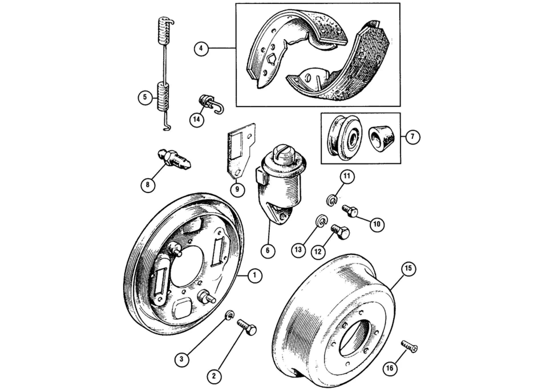 BRAKE SHOES SET, AXLE SET, (FRONT) DUAL CIRCUIT, MINI
