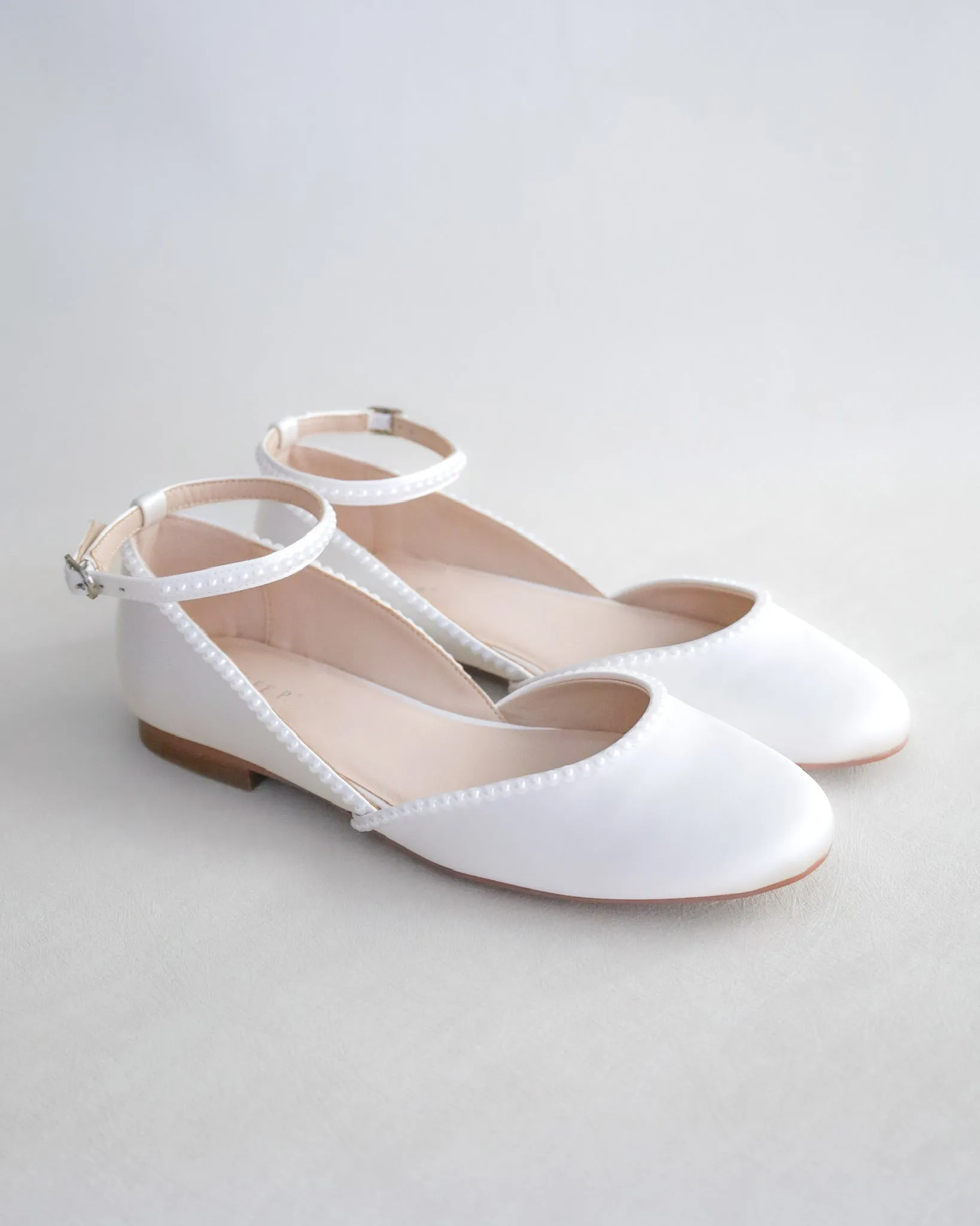 Bridal Round Toe Flat with Mini Pearls
