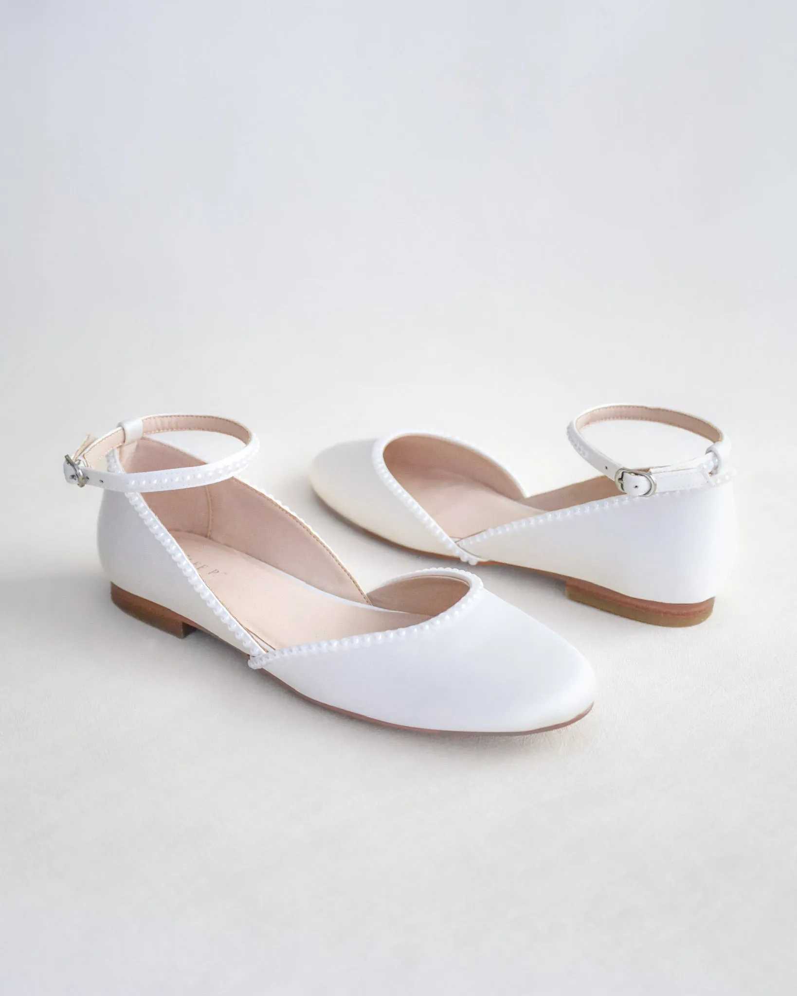 Bridal Round Toe Flat with Mini Pearls