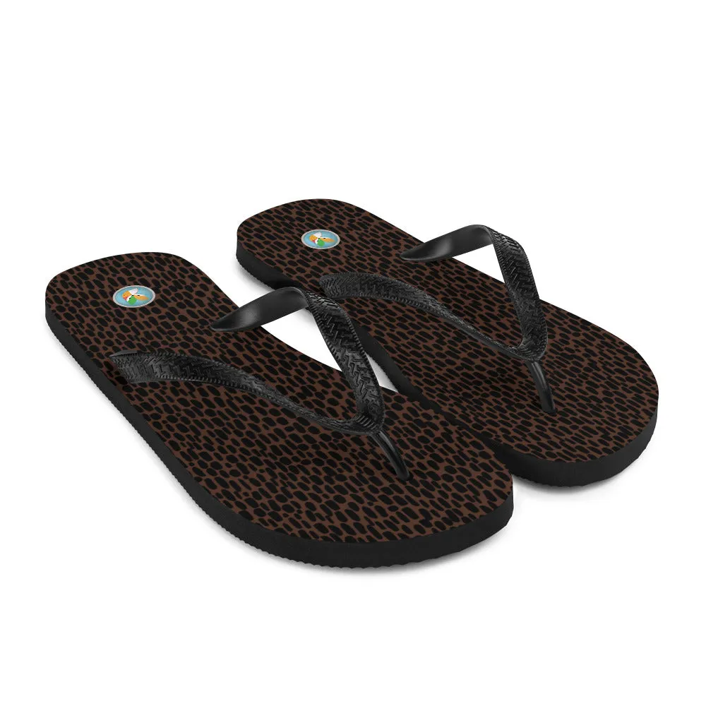 Brown Animal Print - Flip-Flops