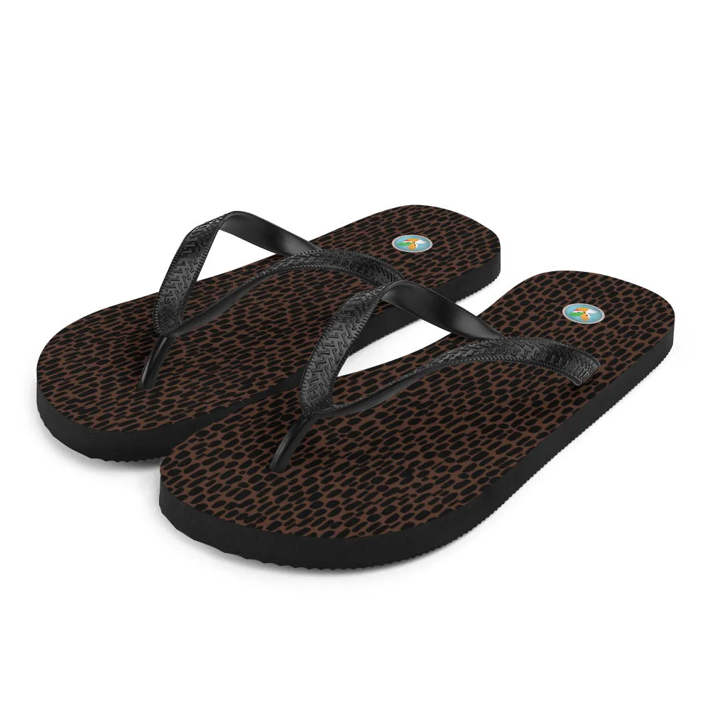 Brown Animal Print - Flip-Flops