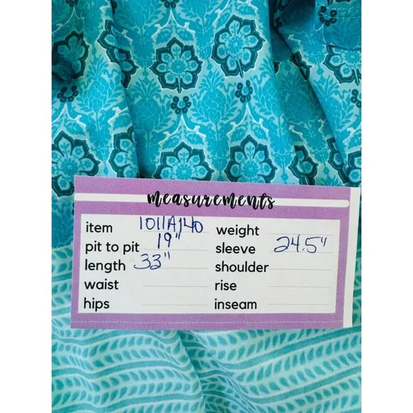 Cabana Life Talbots M Aqua &amp; Blue Patterned Hooded Long-Sleeve Vacation Dress