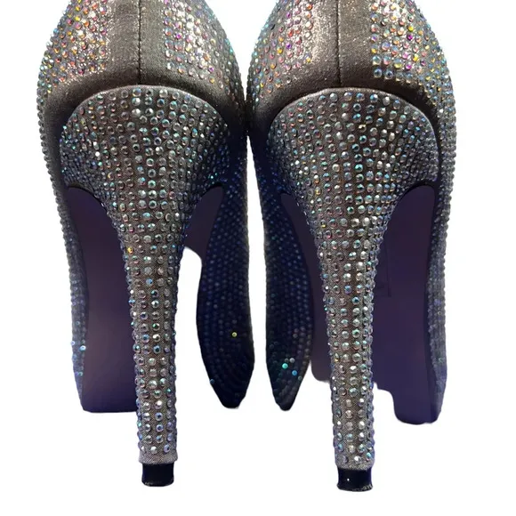 Carvela Kurt Geiger Silver Metallic Lovebird Crystal-embellished Satin Stilettos