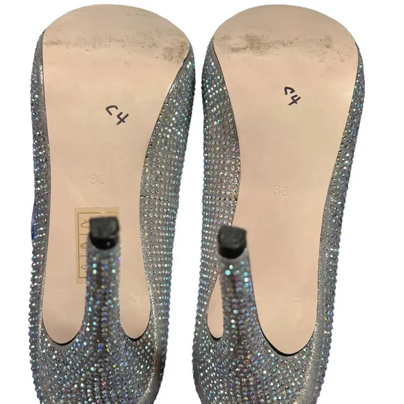 Carvela Kurt Geiger Silver Metallic Lovebird Crystal-embellished Satin Stilettos