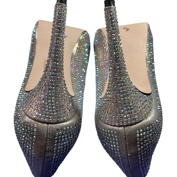 Carvela Kurt Geiger Silver Metallic Lovebird Crystal-embellished Satin Stilettos